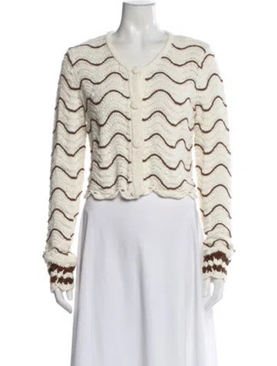 Pre-owned Cara Cara Patterned Open Front Sweater In Neutrals