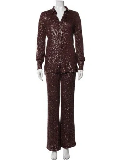 Pre-owned Cara Cara Patterned Pantsuit In Burgundy