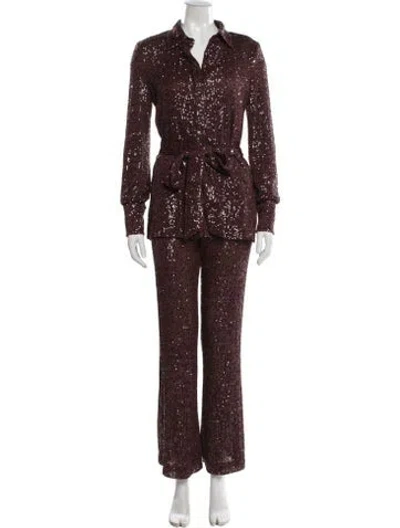 Pre-owned Cara Cara Patterned Pantsuit In Burgundy