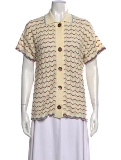 Pre-owned Cara Cara Patterned Short Sleeve Polo W/ Tags In Neutrals