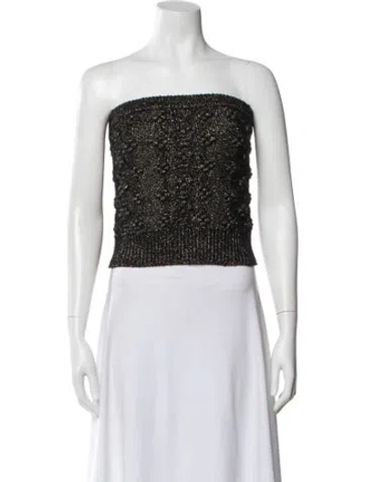 Pre-owned Cara Cara Patterned Strapless Top In Black