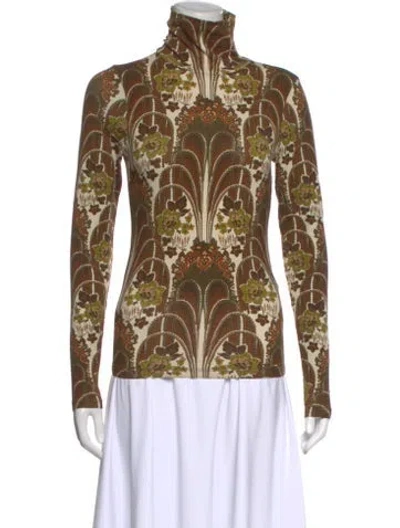 Pre-owned Cara Cara Patterned Turtleneck Top In Multi
