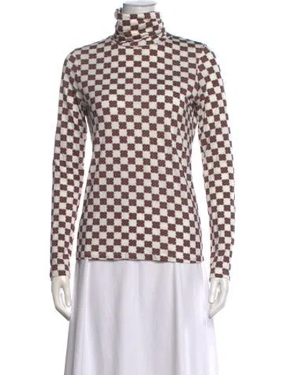 Pre-owned Cara Cara Patterned Turtleneck Top In Red