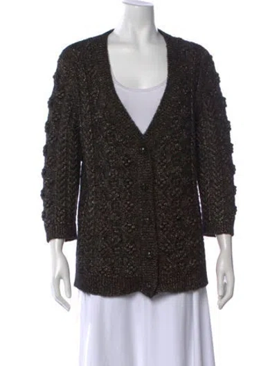 Pre-owned Cara Cara Patterned V-neck Sweater In Black