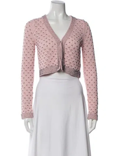 Pre-owned Cara Cara Patterned V-neck Sweater W/ Tags In Pink