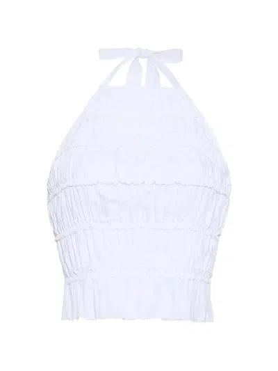 Cara Cara Peony Smocked-cotton Top In White