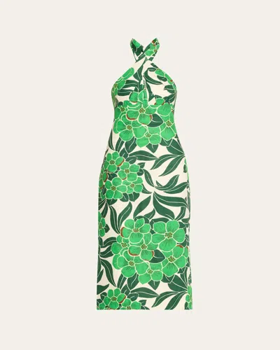 Cara Cara Perla Halter-neck Midi Dress In Palm Beach Green