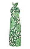 Cara Cara Perla Linen Halter Midi Dress In Green