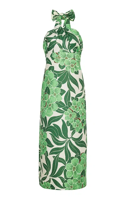 Cara Cara Perla Linen Halter Midi Dress In Green