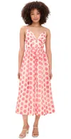 Cara Cara Pero Polka-dot Linen And Silk-blend Organza Midi Dress In Pink
