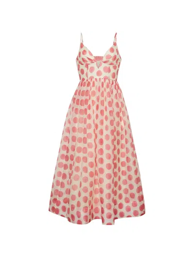 Cara Cara Pero Polka-dot Midi Dress In Neutral
