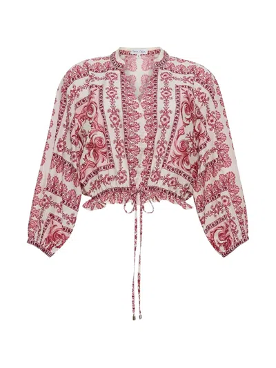 Cara Cara Perrin Scarf-print Top In Red