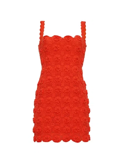 Cara Cara Persephonie Crochet-knit Dress In Red