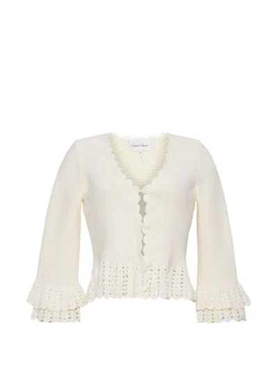 Cara Cara Pinky Cardi Scalloped-trim Ruffled Cardigan In Gray
