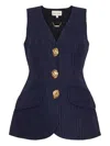 Cara Cara Wes Pinstriped Brushed Wool-blend Vest In Blue