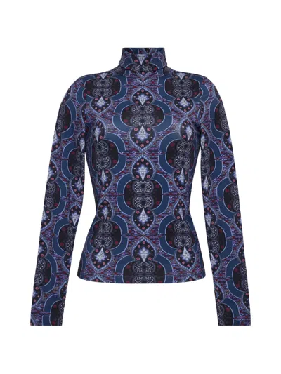 Cara Cara Piper Graphic-print Turtleneck Top In Blue