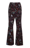 Cara Cara Pisa Ostrich-trimmed Crepe Pants In Multi