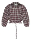 Cara Cara Plaid Cinched-waist Shirt In Red
