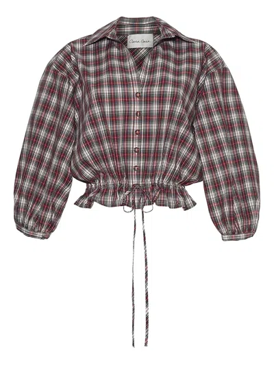 Cara Cara Plaid Cinched-waist Shirt In Red