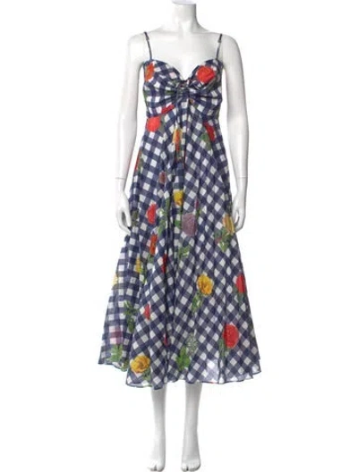 Pre-owned Cara Cara Plaid Print Long Dress In Multi