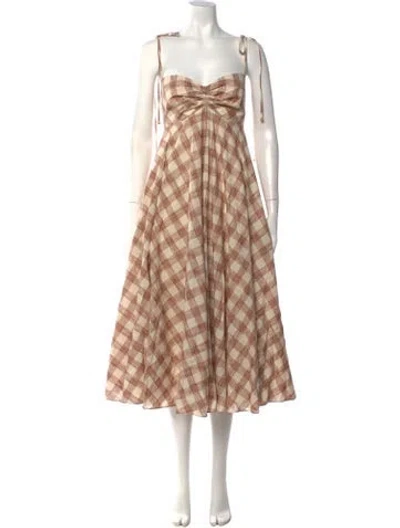 Pre-owned Cara Cara Plaid Print Midi Length Dress In Multicolor