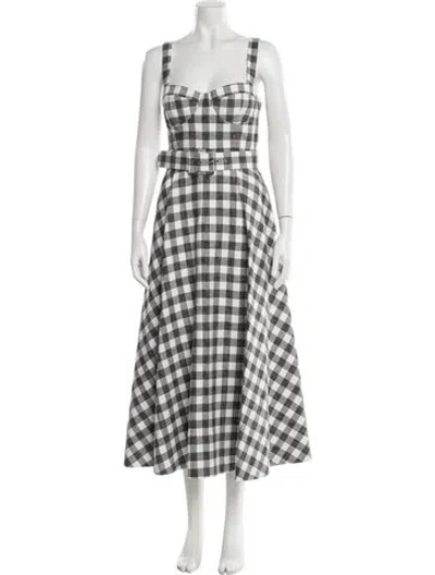 Pre-owned Cara Cara Plaid Print Midi Length Dress W/ Tags In Gray
