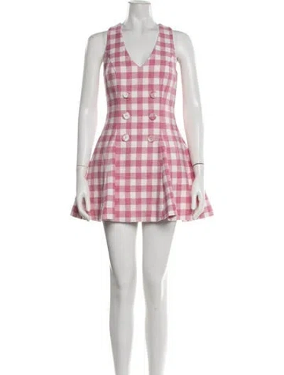Pre-owned Cara Cara Plaid Print Mini Dress In Pink