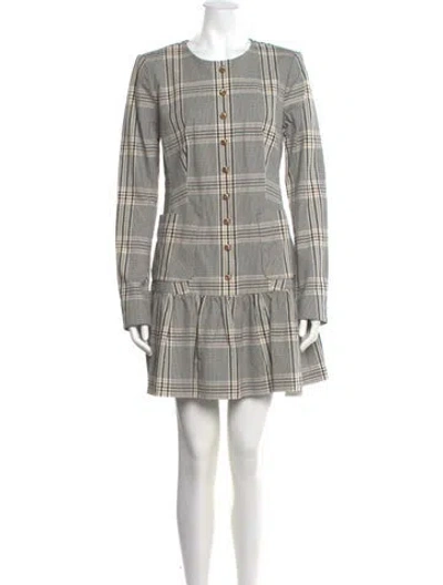 Pre-owned Cara Cara Plaid Print Mini Dress W/ Tags In Gray