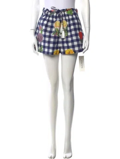 Pre-owned Cara Cara Plaid Print Mini Shorts W/ Tags In Blue