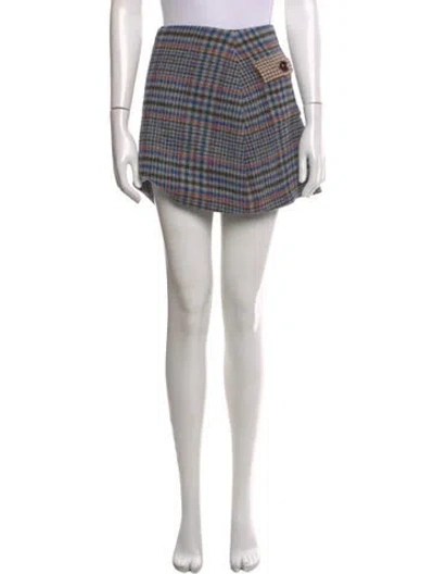 Pre-owned Cara Cara Plaid Print Mini Skirt In Black