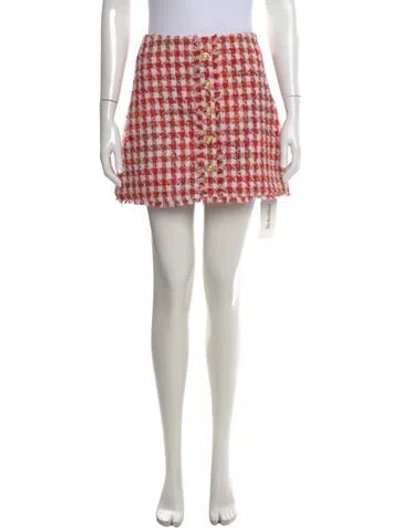 Pre-owned Cara Cara Plaid Print Mini Skirt In Burgundy