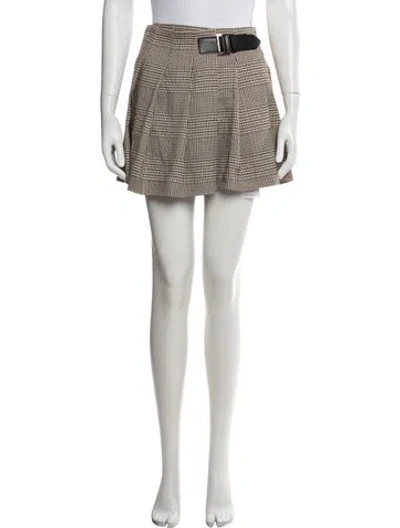 Pre-owned Cara Cara Plaid Print Mini Skirt In Neutral