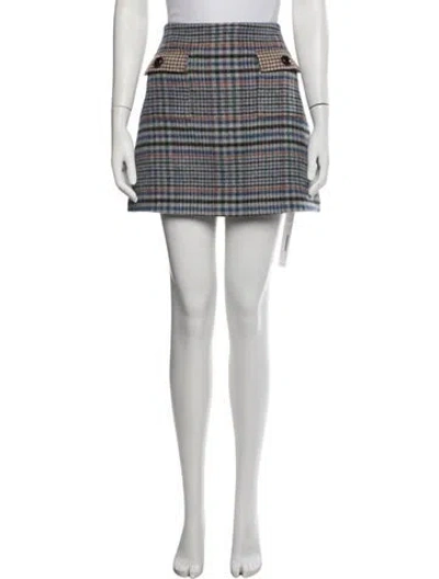 Pre-owned Cara Cara Plaid Print Mini Skirt In White