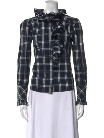 Pre-owned Cara Cara Plaid Print Mock Neck Sweatshirt In Multi