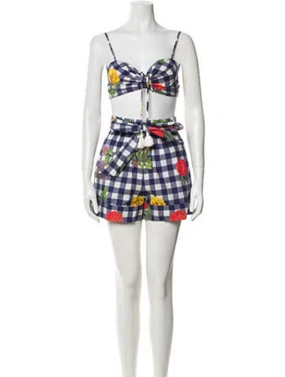 Pre-owned Cara Cara Plaid Print Skirt Set W/ Tags In Multi