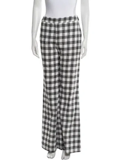 Pre-owned Cara Cara Plaid Print Wide Leg Pants In Black