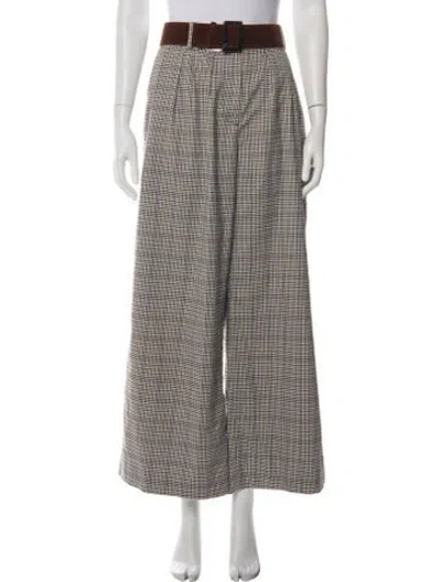 Pre-owned Cara Cara Plaid Print Wide Leg Pants In Multi