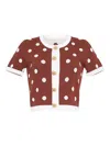 Cara Cara Polka-dot Buttoned Cardigan In Brown