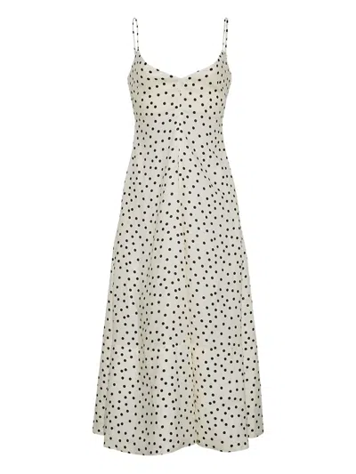 Cara Cara Polka-dot Midi Dress In White
