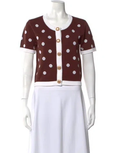 Pre-owned Cara Cara Polka Dot Print Crew Neck Button-up Top W/ Tags In Multi