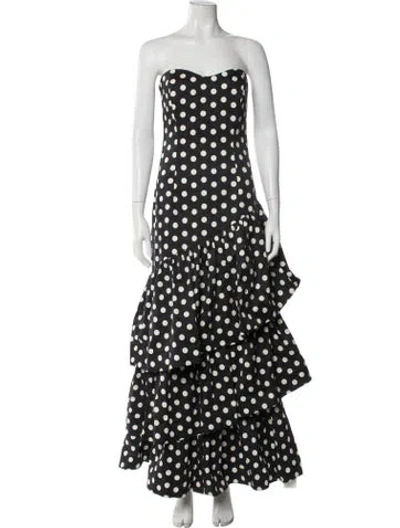 Pre-owned Cara Cara Polka Dot Print Long Dress In Black