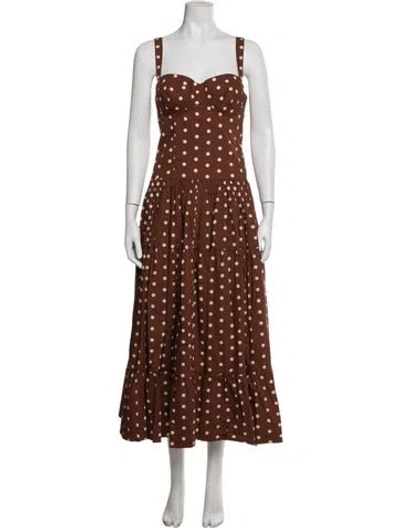 Pre-owned Cara Cara Polka Dot Print Long Dress In Brown
