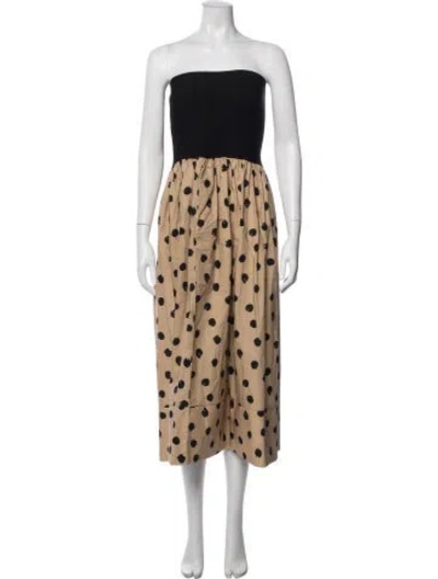 Pre-owned Cara Cara Polka Dot Print Midi Length Dress In Neutral