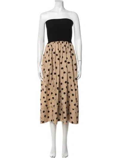 Pre-owned Cara Cara Polka Dot Print Midi Length Dress In Neutral