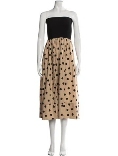 Pre-owned Cara Cara Polka Dot Print Midi Length Dress In Neutrals