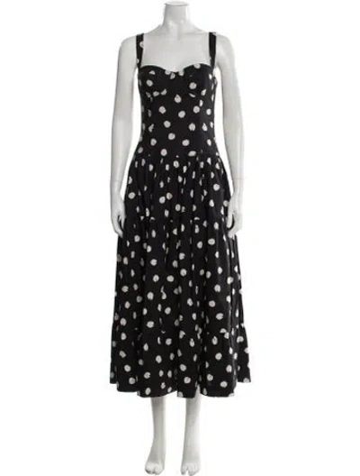 Pre-owned Cara Cara Polka Dot Print Midi Length Dress W/ Tags In Black
