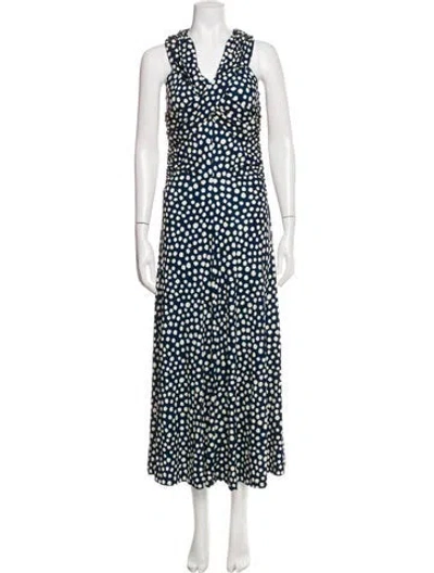 Pre-owned Cara Cara Polka Dot Print Midi Length Dress W/ Tags In Blue