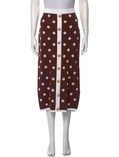 Pre-owned Cara Cara Polka Dot Print Midi Length Skirt W/ Tags In Brown
