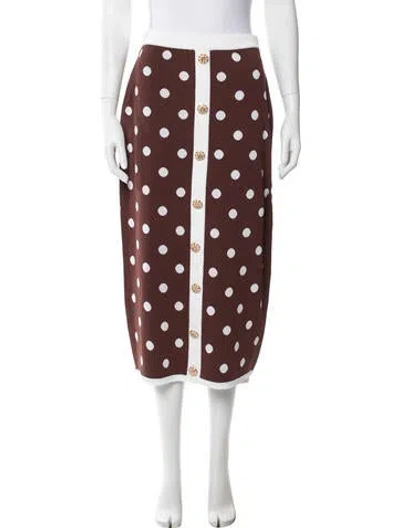 Pre-owned Cara Cara Polka Dot Print Midi Length Skirt W/ Tags In Brown