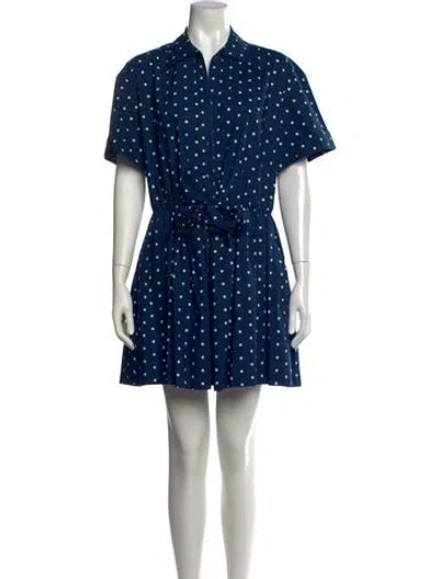 Pre-owned Cara Cara Polka Dot Print Mini Dress In Blue